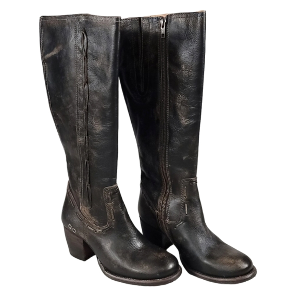 Bed Stu Fate Tall Heeled Boots Black Hand Wash South West Cowgirl Bohemian